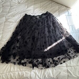 Ultra Pink Black Floral A-Line Skirt